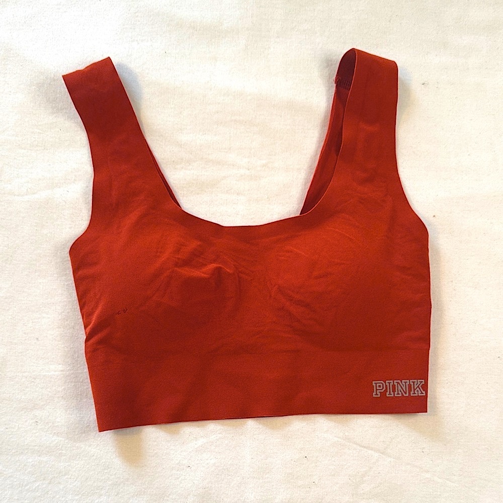 PINK Victoria's Secret Burnt Orange Seamless Pullover Bralette (EXTRA SMALL)